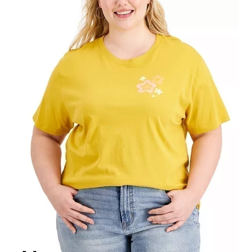 Rebellious One Trendy Plus Size Floral Graphic T-Shirt, flowers 💐 3X